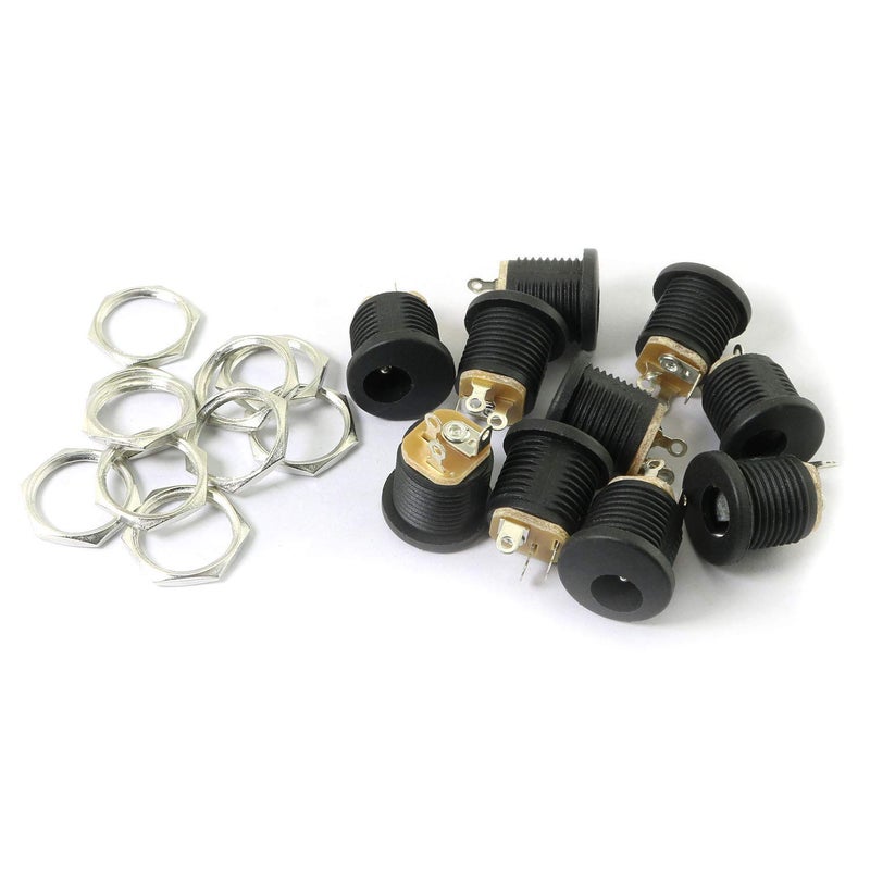 RuiLing 10-Pack 5.5X 2.1mm DC Power Female Jack Panel Mount Connector with Hex Nut 3 Pin DC Electrical Plug Socket Connector - Image 1